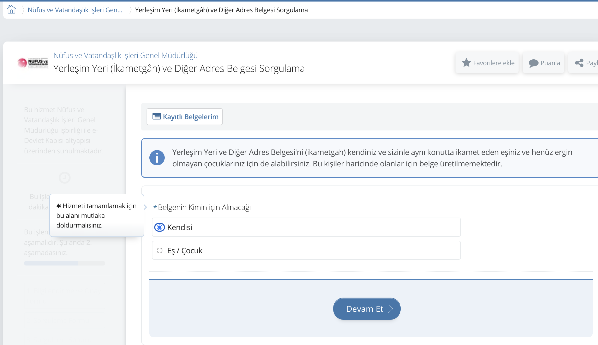 İkametgah belgesi arama